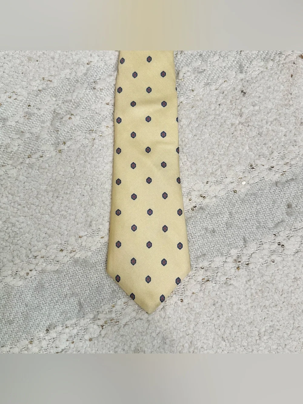 Balenciaga tie yellow, pink and blue 100% silk neck tie
